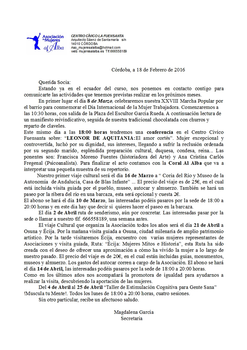 Carta 8 marzo 2016